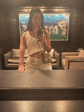 Gucci Beige GG Supreme Dionysus Crossbody Bag with Silver-Tone Chain